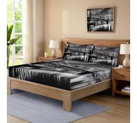 Pont Brooklyn Ville Drap Housse en Microfibre à Réflexion Photographie Ajustable Matelas Respirant Antidérapants 120x200 cm Drap Housse Protège pour Matelas de 30cm d'épaisseur Blanc