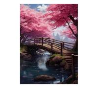 Pont Cerise Rivière 1000pcs Mini Puzzle pour Famille Stimulant | 52x38cm Carton Décor Salon Structure Durable Cadeau Anniversaire Relaxation