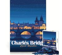 Pont Charles,République tchèque la Nuit Puzzle de 1000 pièces pour Adultes Stimulation mentale,détente et Relaxation Assemblage précis Idée Cadeau de Noël (50x75cm)