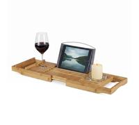 Pont de baignoire en bambou support tablette bain 1,9 kg 60-95 cm réglable