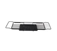 Pont de Baignoire Extensible en métal et marbre, Organisateur Anti - dérapant Noir/Blanc - Rangement Pratique et Multifonction pour Baignoire et Cuisine, Gain de Place (nègre)
