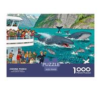 Pont de Bateau d'observation des Baleines dans Le Fjord Puzzle en Bois Imperméable DIY Puzzles De 1000 Pièces pour Adultes Impossible Jeux De Stimulants