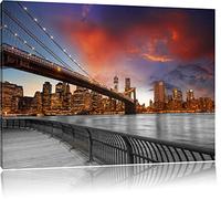 Pont de Brooklyn à New York noir / blanc Taille: 120x80 sur toile, énorme XXL Photos complètement encadrée avec civière, art impression sur murale avec cadre, moins cher que la peinture ou la peinture à l'huile, aucune affiche ou un poster