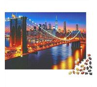 Pont de Brooklyn la Nuit 1000 Pièces Puzzles pour Adultes, Un Jeu De Dexérité Très Difficile Puzzle Éducatif avec des Défis 38x26cm/1000pcs