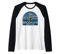 Pont de Brooklyn, Panorama rétro de New York, Ville Vintage, NYC, NY Manche Raglan