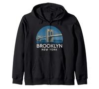 Pont de Brooklyn, Panorama rétro de New York, Ville Vintage, NYC, NY Sweat à Capuche
