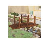 vidaXL Pont de jardin avec garde-corps 150x67x56cm bois massif épicéa 363356 Marron G