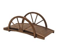 Pont de jardin en bois - Outsunny - balustrade à demi-roues - charge max. 150 KG - 100 x 50 x 37 cm - marron