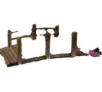 Pont de jardin en bois, structure arquée, bois de sapin durable, charge maximale 181 kg, brun