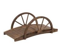 Outsunny Pont de Jardin en Bois, Pont de Bassin, Charge Max. 150 KG décoration du Jardin 100 x 50 x 37 cm avec Balustrade à Demi-Roues, Pont décoratif pour ruisseau, Marron
