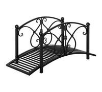 Pont De Jardin En Métal Avec Garde-Corps Latéraux Style Fer Forgé Noir