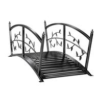 Pont de jardin métallique Outsunny 1,2 m avec garde-corps de sécurité, pont d'étang extérieur, passerelle décorative en arc pour jardin, ruisseau, montage facile et construction stable, noir