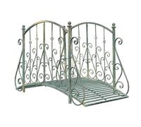 Pont de jardin zen en arc métallique de 60 po avec barrières latérales de sécurité, passerelle décorative, volutes florales délicates for ruisseau, étang à poissons, antique, facile à assembler et dur