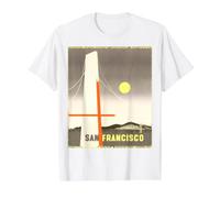 Pont de San Francisco rétro en Californie T-Shirt Graphique avec Valeur, Homme, Blanc, L