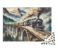 Pont de Train à Vapeur Puzzle 1000 Pièces Adultes intéressant Puzzles 1000 Pièces Jeu De Team Building Cadeau 38x26cm/1000pcs