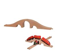 Pont de voie de train en bois : jouet de pont, accessoire de voies classiques | Pièce d'extension de chemin de fer en bois pour la plupart des jeux de train, connecteur