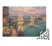 Pont des Chaînes Budapest Puzzle 1000 Pièces Vue sur Rivière pour Adultes Papier Loisir Détente Maison 52x38cm/1000pcs