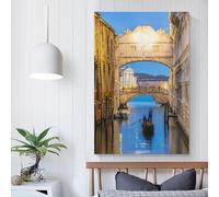 Pont des Soupirs Venise Art mural Toile Salon Chambre Décoration murale Peinture Salon Cuisine Cadeaux d'anniversaire Femmes 08x12 pouces (20x30 cm)