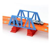 Pont double voie compatible avec piste Hot Wheel (pont uniquement) rouge et bleu
