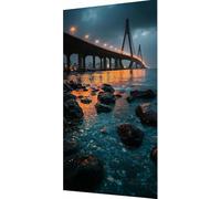 Pont du Golden Gate Diamond Painting Paysage Diamond Painting Adulte, Peinture Diamant Enfant DIY 5D Cristal Strass Point de Croix Broderie Diamant Kit, Tableau Decoration Murale 60x120cm c2-43d