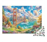 Pont du Golden Gate Puzzle 1000 Piece pour Adultes Et Adolescents Âgés De 14 Ans Et Plus, Jeu De Défi Intellectuel Puzzles 70x50cm/1000pcs