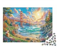 Pont du Golden Gate Puzzle 1000 Piece pour Adultes Et Adolescents Âgés De 14 Ans Et Plus, Jeu De Défi Intellectuel Puzzles 52x38cm/1000pcs