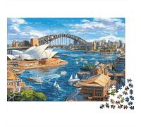 Pont du Port de Sydney, Opéra de Sydney et Pont : Puzzle de 1 000 pièces en Carton 100% recy ctivité ludique pour Adultes Les Jours de Pluie (38 x 26 cm).