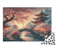 Pont du Temple Oriental 1000 Pièce Carton Robuste Puzzle Classique pour Adultes Enfants Impossible Difficile Défiant Décompression Et Décoration Murale Idée Cadeau 70x50cm/1000pcs