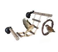 Pont échelle pour oiseaux - Perchoir en forme d'anneau de 15 cm, jouet en bois ABS, support à ventouse flexible avec design ludique, cage d'escalade, balançoire, aire de jeux, inséparables, perruches