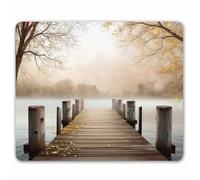 Pont en Bois D'Ocean Fall, Seasons Lake House, Nature, Campagne, Paysage Marin Rustique Mouse Pad Douce Tapis Souris Antidérapante Tapis De Souris pour Maison Ordinateur Pc 25X30Cm