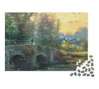 Pont en Pierre Champêtre Puzzle 1000 Pièces Puzzle pour Adultes Scène Paysage Relaxation Décoration Cadeau Famille 38x26cm/1000pcs
