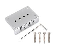 Pont Fixe 4 Cordes Zinc Alliage pour Guitares Cigar Box, Électriques, Basse et Ukulélé - Réglable Intonation et Hauteur, Robustesse et Design Élégant (Argent)