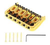Pont fixe pour guitare électrique, pont métallique réglable compatible Telecaster, pièce de rechange professionnelle avec vis à tête hexagonale pour une justesse et une stabilité (Or avec vis noires)