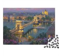 Pont Nuit Vue Ville Casse-tête 1000 Pièces avec Découpe De Précision, Jeu De Puzzle Premium Puzzle De Développement Cognitif pour Une Activité Intergénérationnelle, Passion Nature Et Faune 70x50cm/