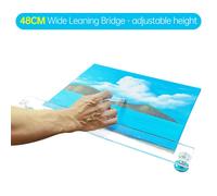 Pont penché d'artiste de 18,8 pouces, repose-main et poignet transparent, support de pied à hauteur réglable pour une main stable, peinture, dessin, croquis, calligraphie, convient pour toile de 15,7