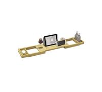 HomCom Pont baignoire extensible 75-109 cm, bambou verni, porte-gobelet et porte-savon, Beige G