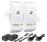 Pont sans fil LOCOM5 pré-programmé lot de 2 Ubiquiti Nanostation LOCO M5, pont Wi-Fi extérieur point à point, Plugh and Play, 5 GHz, 150 Mbps, 15 + km de portée de liaison réseau sans fil.