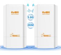 Pont WiFi extérieur 5.8G, Pont WiFi ethernet Point à Point, 2KM Longue portée PtP/PtMP, LAN 10/100 Mbps, Capacité WiFi sans Fil, 12dBi, IP65, RJ45, Adaptateur PoE, Adapté à Divers scénarios