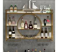 Pontage à vin à métal Industriel Flottant avec Finition en Or Mur Mur Mall Afficher étagère pour décoration de Bar à la Maison Bouteille de vin Suspendu et Porte-Verre 39.4x5.9x31.5in