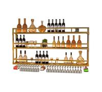 Pontage à vin à vin Flottant avec Une Bouteille d'alcool légère étagère et Rack de Verre à vin idéal pour Le Bar à la Maison ou Le Restaurant Fini en Or