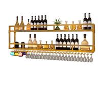 Pontage à vin à vin Flottant avec Une Bouteille d'alcool légère étagère et Rack de Verre à vin idéal pour Le Bar à la Maison ou Le Restaurant Fini en Or