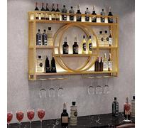 Pontage à vin moderne mural en métal, étagère à bouteille de vin avec porte-étalons, porte-vin en verre à vin suspendu, étagères flottantes à barres, porte-exposition de rangement à vin pour maison de