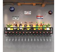 Pontage à vin Mural à LED, étagère à gobelet à vin Suspendu, Support en Fer en Verre en Verre, Porte-Portefeuille, Barre des Barres étagères flottantes, pour la Salle à Manger de la Salle à Manger