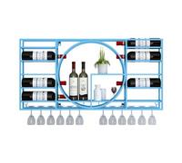 Pontage à vin Mural en métal doré avec étagères flottantes Organisateur d'accessoires de Bar Moderne pour Bouteille de Cuisine et étagère de Rangement en Verre 39.4x4.3x20.5in