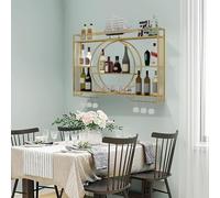 Pontage à vin Mural Moderne avec Porte-Verre en Verre étagères flottantes en Fer élégant pour la Maison de Restaurants Organisateur de Stockage de Bouteilles multifonctionnelles 100x15x80cm