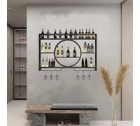 Pontage à vin Mural Moderne avec Porte-Verre en Verre étagères flottantes en Fer élégant pour la Maison de Restaurants Organisateur de Stockage de Bouteilles multifonctionnelles 100x15x80cm