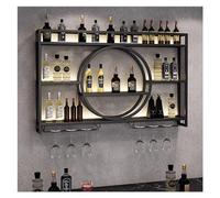 Pontage à vin Mural Moderne avec Porte-Verre étagères élégantes pour Rangers à vin Verres d'alcool et Bouteilles Stand en Fer en Or/Noir pour la Cuisine barrecarc