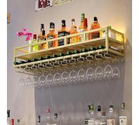 Pontage à vin Mural Moderne, étagère d'affichage de Bouteille d'alcool, Porte-Verre à vin en métal, étagères à Barres murales avec lumière LED, gobelet Suspendu à la Hausse, Porte-Rangement,