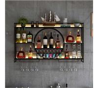 Pontage à vin mural mural industriel avec porte-verre en verre Frame en métal Champagne support de bouteille étagère pour la salle à manger du bar de cuisine champion mural (Remarque: le nombre de