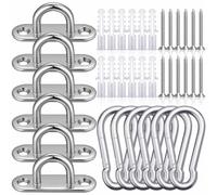 Pontet Inox M5, Crochet Inox,6 Pièces Plaques à Oeillets en Acier Inoxydable,Plaques Oculaires et Mousquetons pour Balançoires de Yoga Hamacs Auvent Accessoires de Bateau